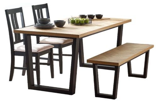 Hilton Oak Herringbone Dining Set with 2 Chair and 1 Bench