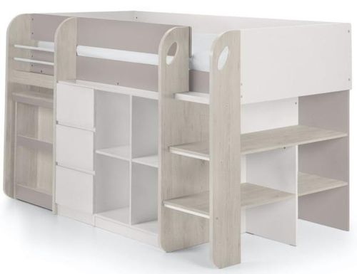 Saturn White and Taupe Midsleeper Bed
