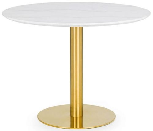 Palermo White Marble Effect and Gold 2 Seater Round Dining Table
