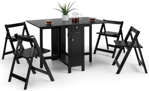 Savoy Black 4 Seater Gateleg Dining Set with 4 Chairs