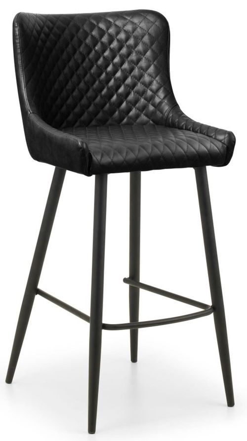 2 x Black Leather Barstool with Back