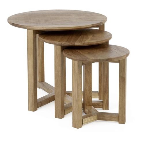Nidri Oak Round Nest of 3 Tables