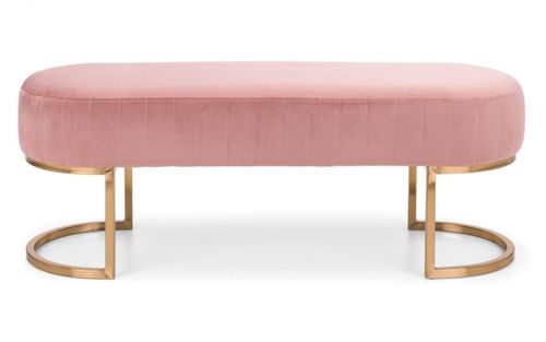 Harrogate Curved Pink Fabric Upholstered Bench