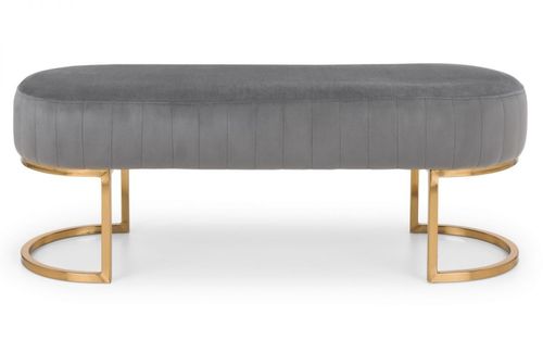 Harrogate Curved Grey Fabric Upholstered Bench
