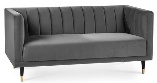 Salma Grey Fabric Scalloped Back 2 Seater Sofa