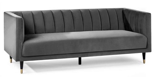 Salma Grey Fabric Scalloped Back 3 Seater Sofa