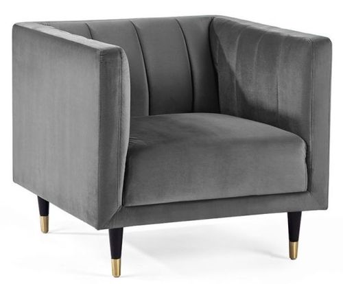 Salma Grey Fabric Scalloped Back Chair