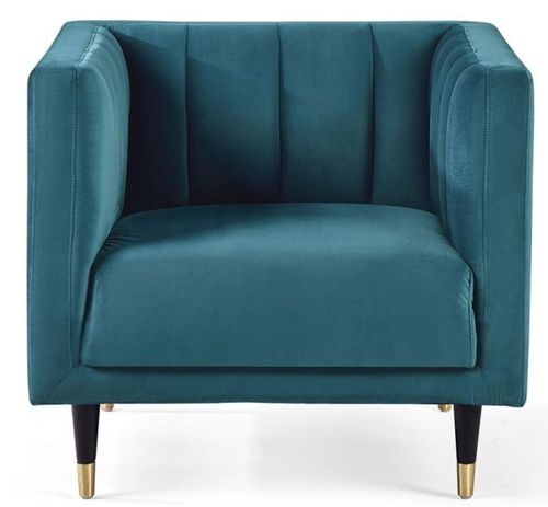 Salma Teal Fabric Scalloped Back Chair