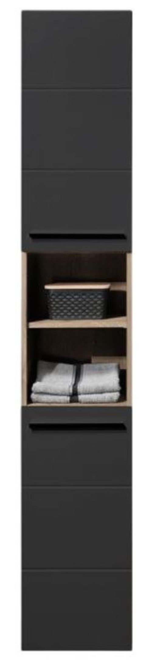 Vista Oak and Black 2 Door Tall Cabinet