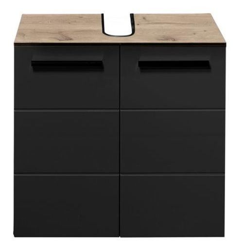 Vista Oak and Black 2 Door Under Sink Cabinet