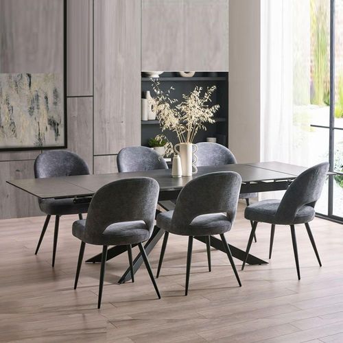 Osaka Black Ceramic 6-10 Seater Extending Dining Table - 160cm-260cm