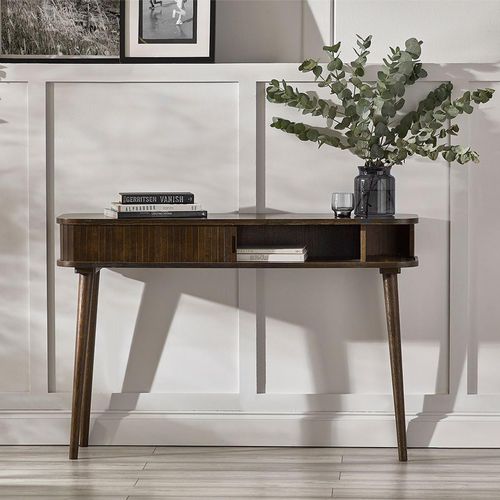 Arya Ribbed Dark Oak Console Table