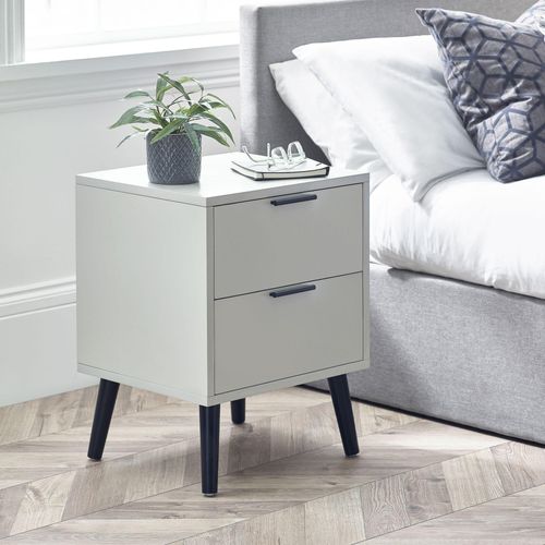 Alba Grey 2 Drawer Bedside Cabinet