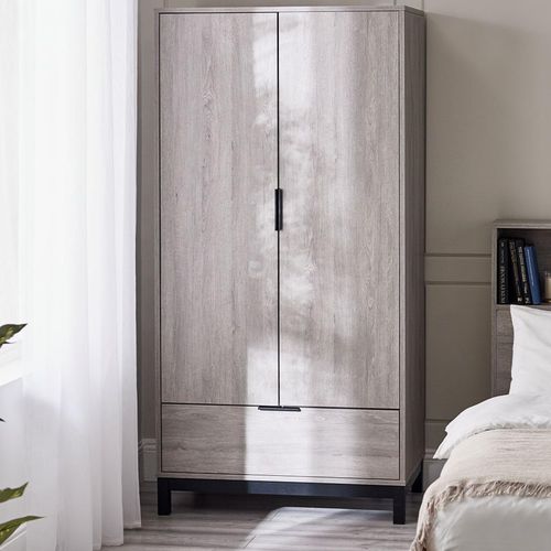 Bali Grey Oak 2 Door 1 Drawer Double Wardrobe