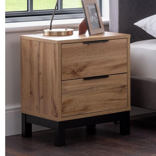 Bali Oak 2 Drawer Bedside Cabinet