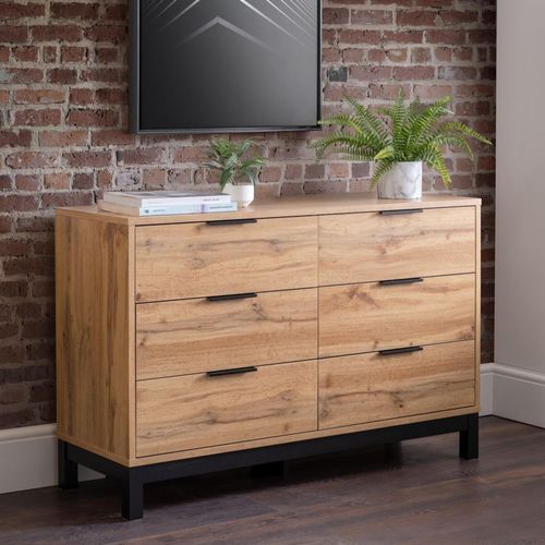 Bali Oak 6 Drawer Wide Chest