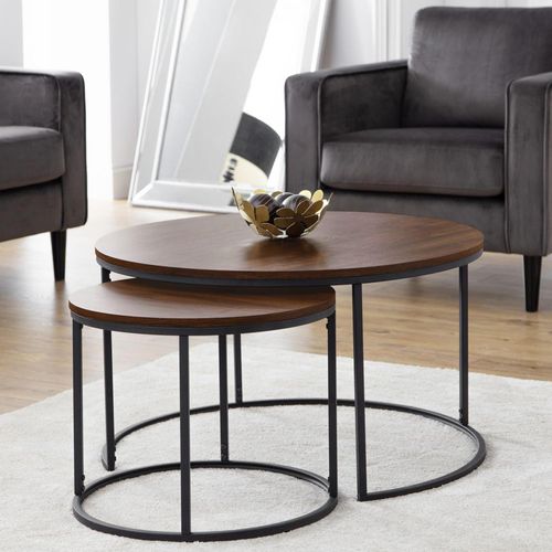Bellini Walnut Round Nest of 2 Round Coffee Table