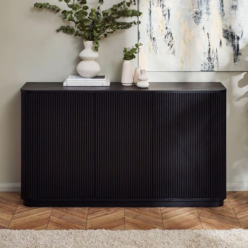 Louis Black Fluted Base Medium 3 Door Sideboard
