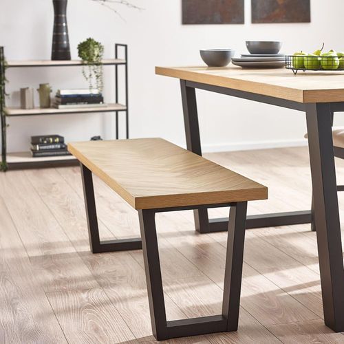 Hilton Oak Herringbone Dining Bench