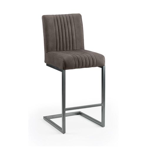 2 x Brooklyn Grey Faux Leather Barstool with Back