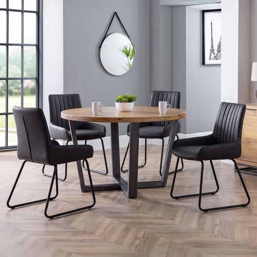 Brooklyn Oak 4 Seater Round Dining Set with 4 Soho Chairs