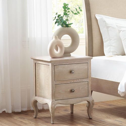 Camille Oak French Style 2 Drawer Bedside Cabinet