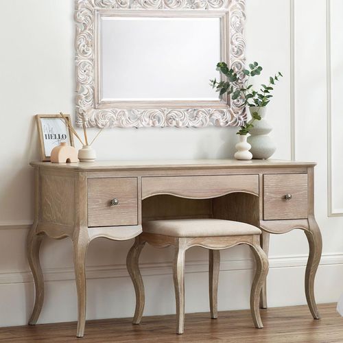 Camille Oak French Style Dressing Table and Stool