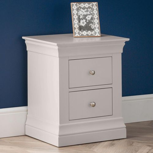 Clermont Soft Grey 2 Drawer Bedside Cabinet