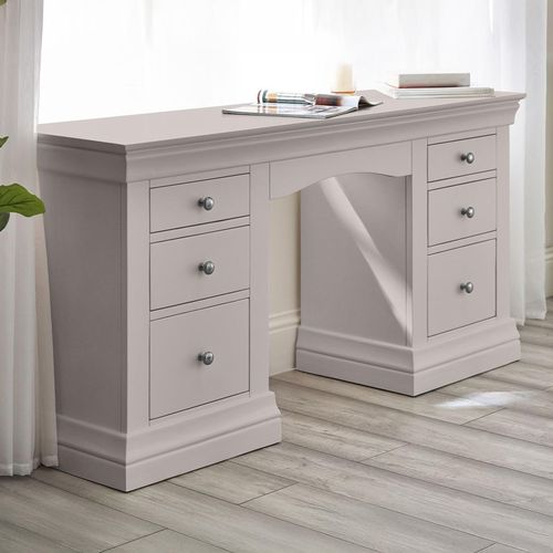 Clermont Soft Grey 6 Drawer Double Dressing Table