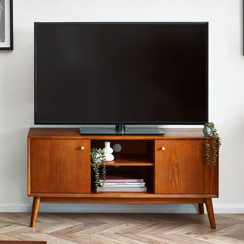 Lowry Cherry Wood Retro Style 120cm Media Unit