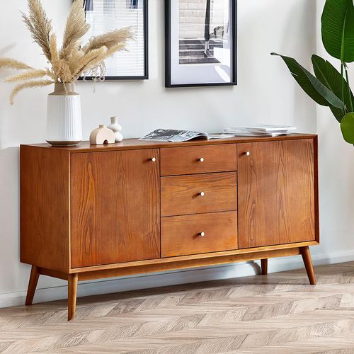 Lowry Cherry Wood Retro Style 150cm Medium 2 Door Sideboard