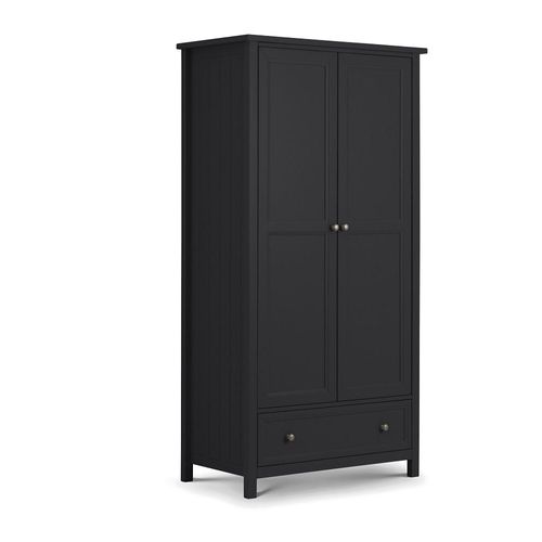 Maine Black 2 Door 1 Drawer Double Wardrobe
