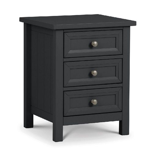 Maine Black 3 Drawer Bedside Cabinet
