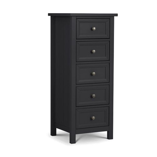 Maine Black 5 Drawer Tall Chest
