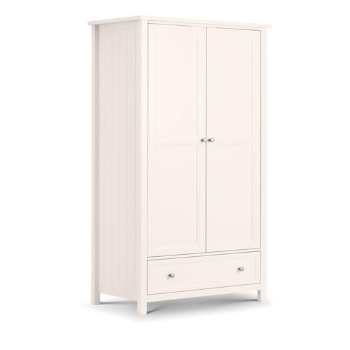 Maine White 2 Door 1 Drawer Double Wardrobe