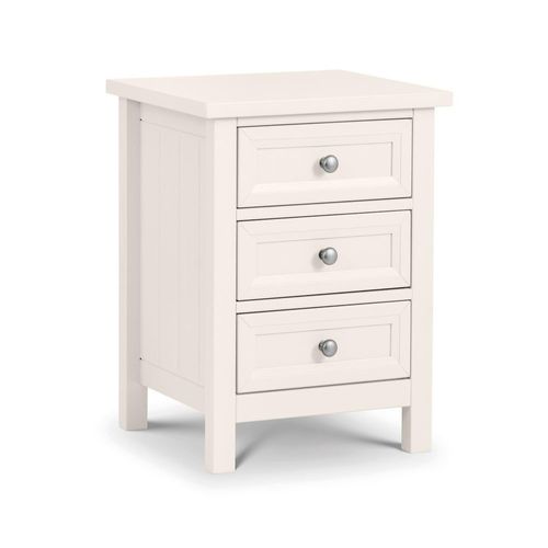Maine White 3 Drawer Bedside Cabinet