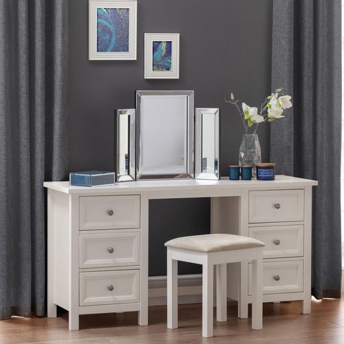 Maine White 6 Drawer Double Dressing Table