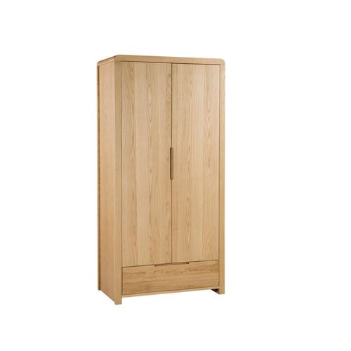Curve Oak 2 Door 1 Drawer Double Wardrobe
