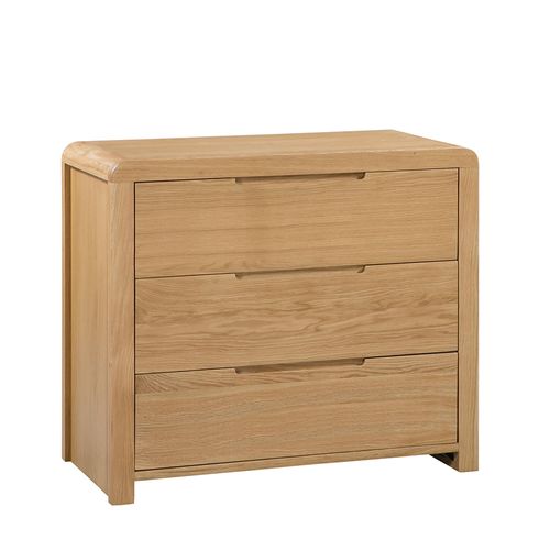 Curve Oak 3 Drawer Small Chest