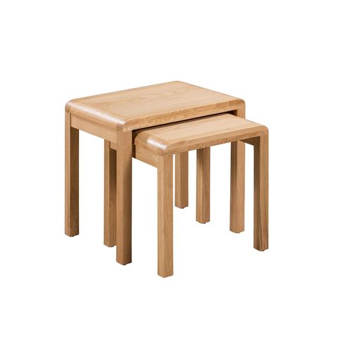 Curve Oak Small Nest of 2 Tables