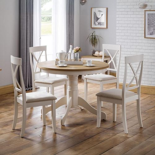 Davenport Ivory 4 Seater Round Dining Set with 4 Chairs