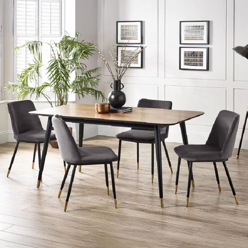 Findlay Walnut 4-6 Seater Dining Set with Delaunay Grey Chairs - 4/6 Chairs Option Available