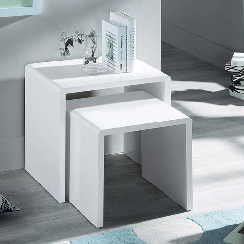 Manhattan White Gloss Nest of 2 Tables