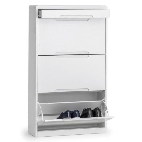 Manhattan White Gloss Shoe Flip Down 3 Door Cabinet