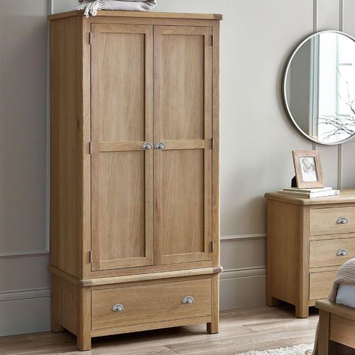 Memphis Oak Effect 2 Door 1 Drawer Double Wardrobe
