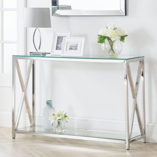 Miami Glass and Chrome 120cm Console Table