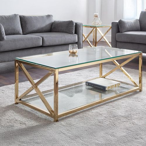 Miami Glass and Gold 120cm Coffee Table