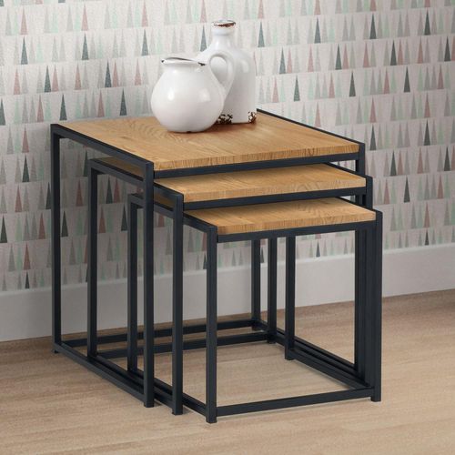 Tribeca Euro Oak Nest of 3 Tables