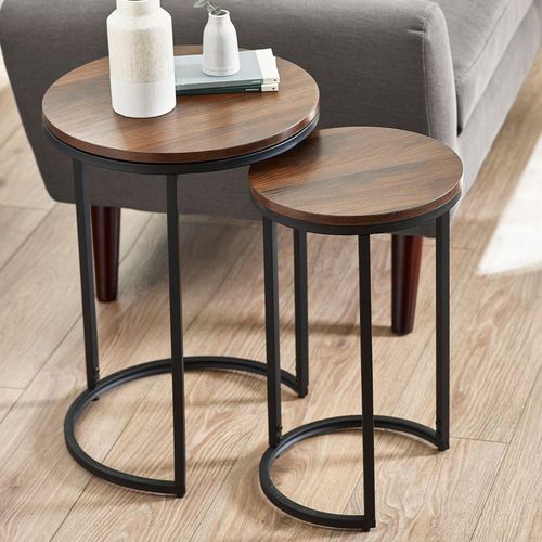 Tribeca Walnut Round Nest of 2 Tables
