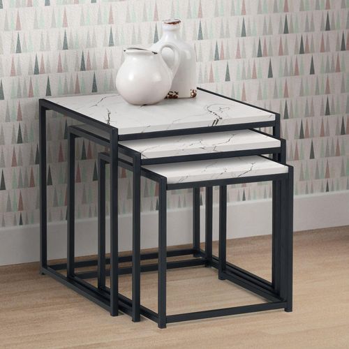Tribeca White Marble Nest of 3 Tables
